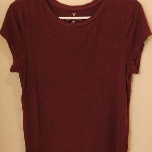 American Eagle Maroon Crew Neck Baby Tee